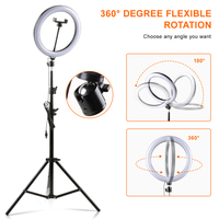 PYNSSEU 26cm lampa pierścieniowa LED z 1.1/1.6/2.0M świecący pierścień stojak ściemniania 10 "Selfie lampa pierścieniowa z klips do telefonu do makijażu Youtube 3